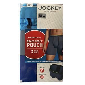 Jockey Active Micro Men 2XL Chafe Proof Pouch Microfiber Stretch Boxer Brief 3PK